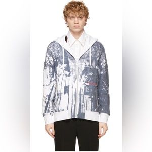ALEXANDER MCQUEEN
White & Navy Trompe-l'œil Printed Hoodie